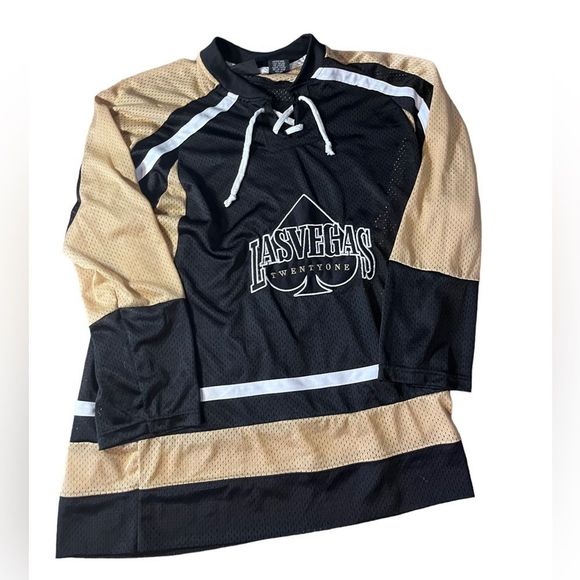 Las Vegas TwentyOne Mesh Hocky Jersey Black and Gold Sz XXL - Picture 1 of 4